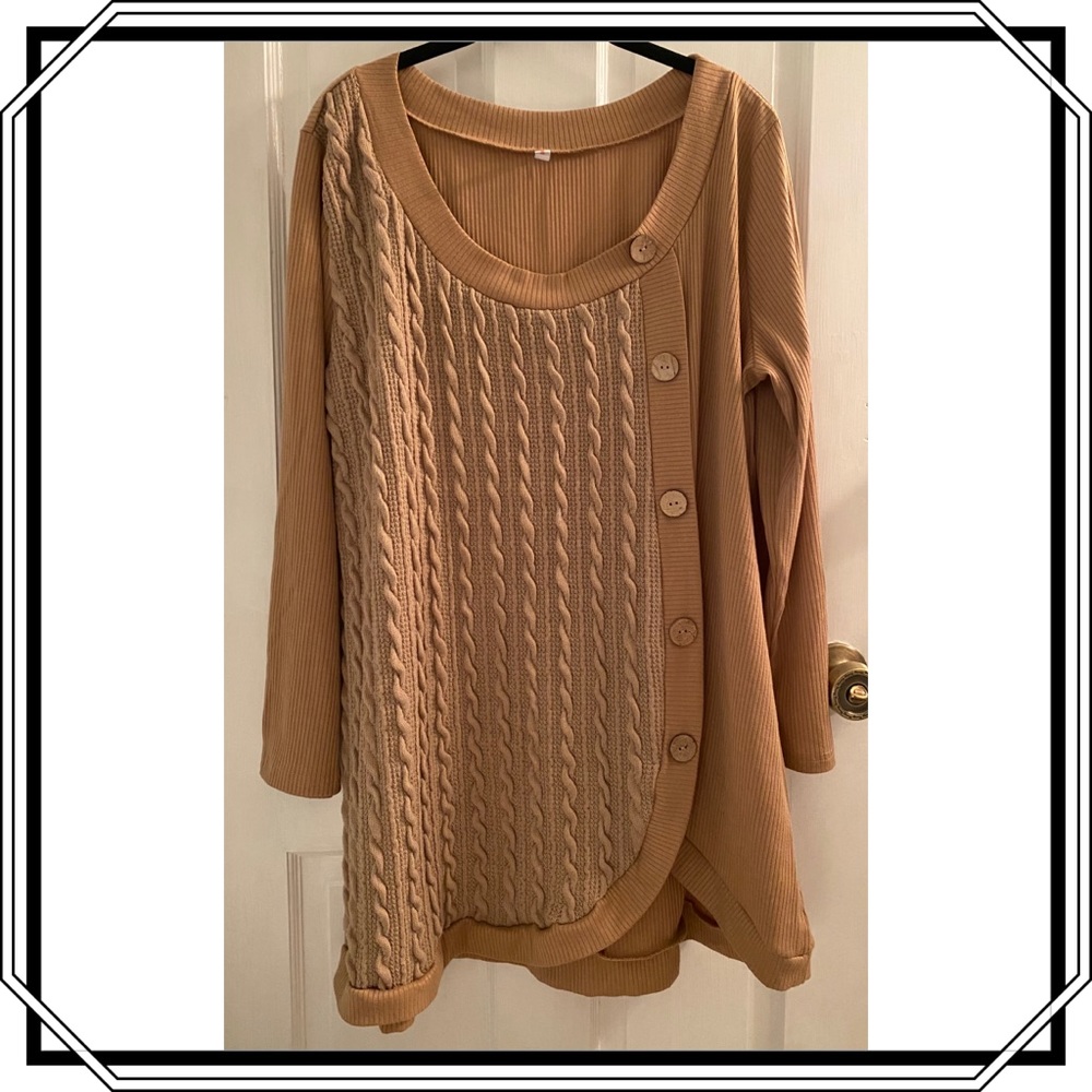 Rosegal Split Buttoned Cable Knit Sweater